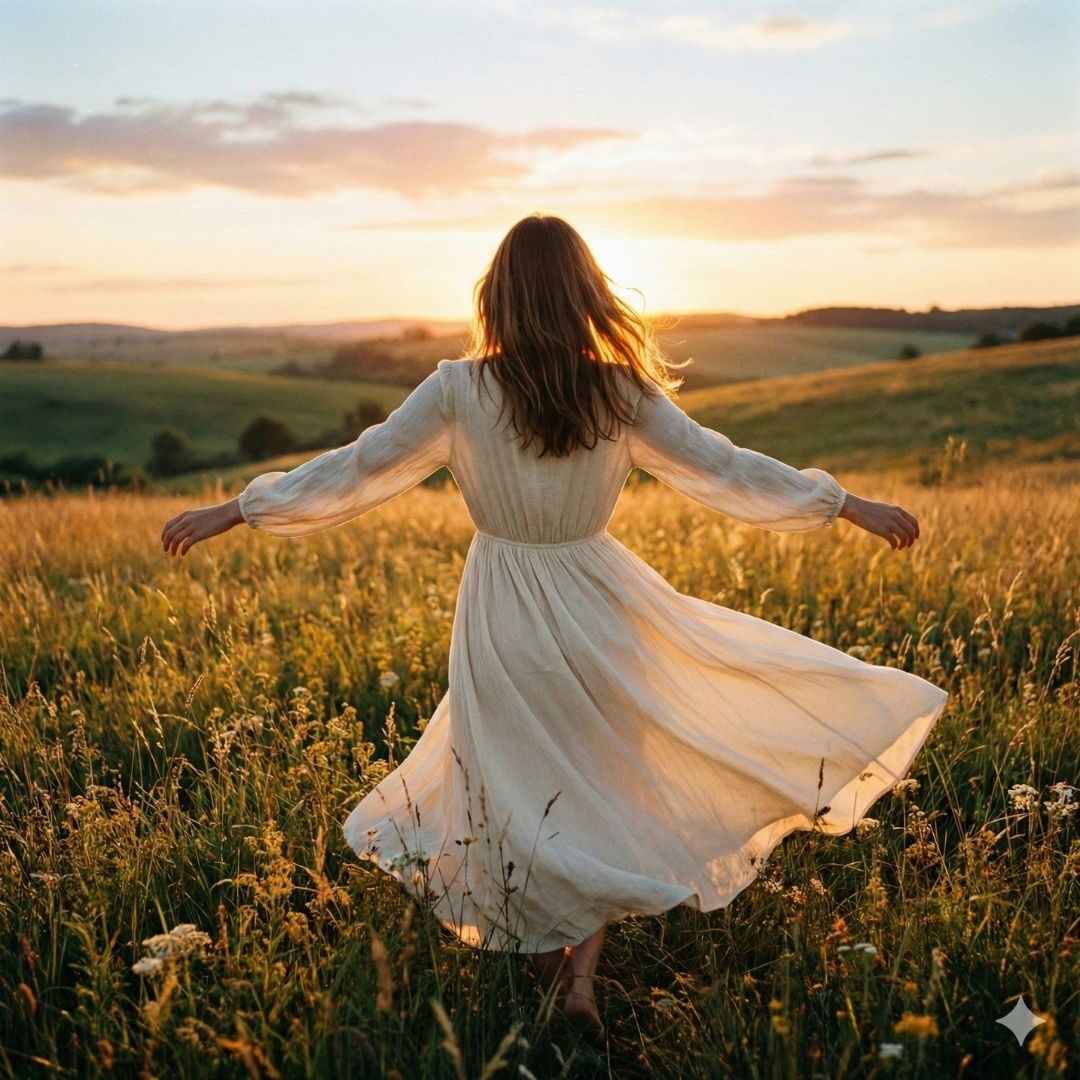 generiertes_Bild_Frau_Natur_tanzt_Leichtigkeit